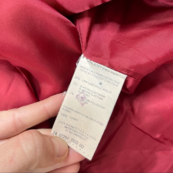 Valentino Roma Made in Italy Red Suit Coat Skirt 2 PC Set Women’s Sz 46/12. O - Picture 8 of 13